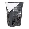 Mind Reader Slim Tapered Laundry Hamper with Lid, Clothes Basket with Swiss Cross Cut-Outs, Lightweight & Ventilated, Plastic, 1