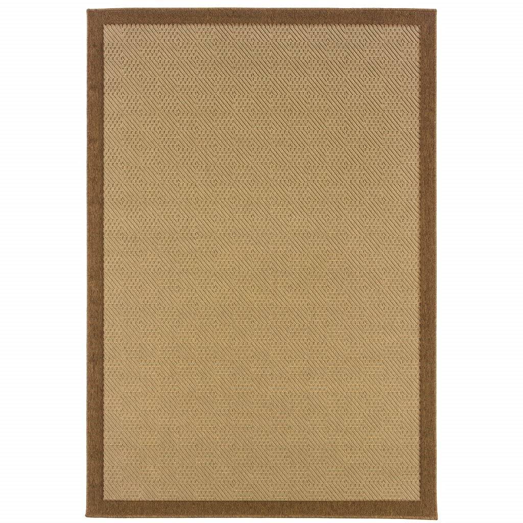 HomeRoots Polypropylene 4’x6’ Beige and Brown Plain Indoor Outdoor Area Rug