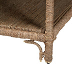 Kalimantan Bohemian Light Honey Rattan And Mahogany Wood Square Coffee Table -Like New