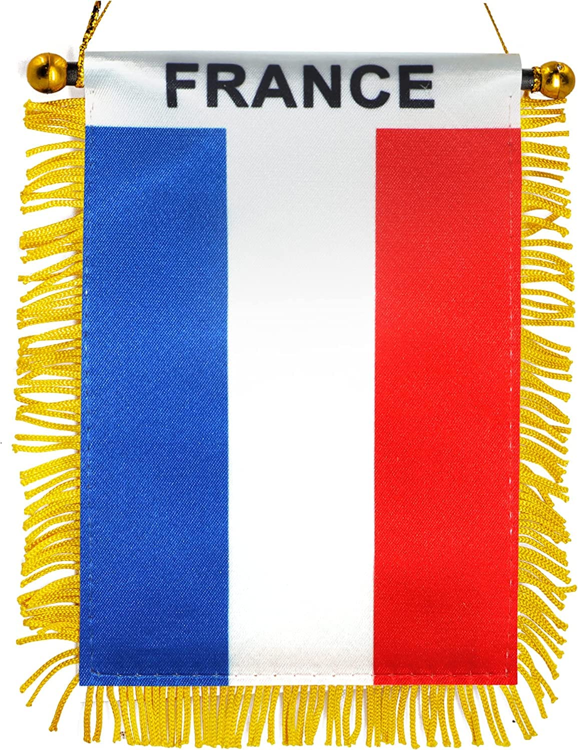 Anley 4 X 6 Inch France Fringy Window Hanging Flag - Mini Flag Banner & Car Rearview Mirror D   Cor - Fringed French Hanging Fla