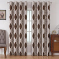 Homeideas Brown And Beige Curtains For Living Room, Wave Room Darkening Curtains 84 Inches Long 2 Panels Set, Jacquard Window Gr
