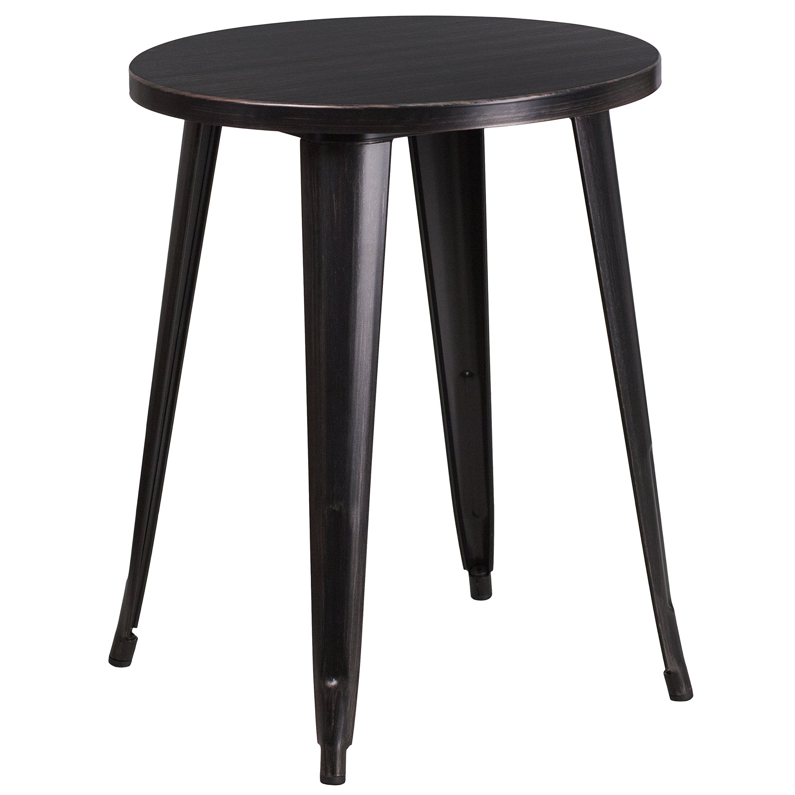 Flash Furniture Webb Commercial Grade 24&quot; Round Black-Antique Gold Metal Indoor-Outdoor Table