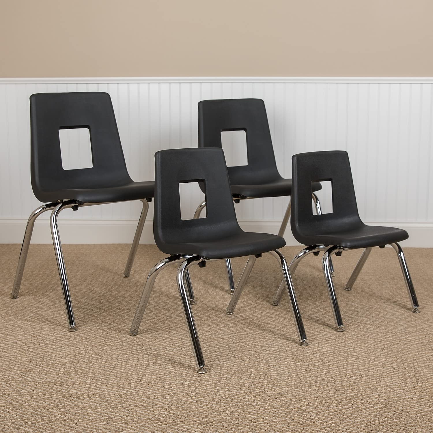 Flash Furniture Mickey Advantage Black Student Stack School Chair - 12-inch