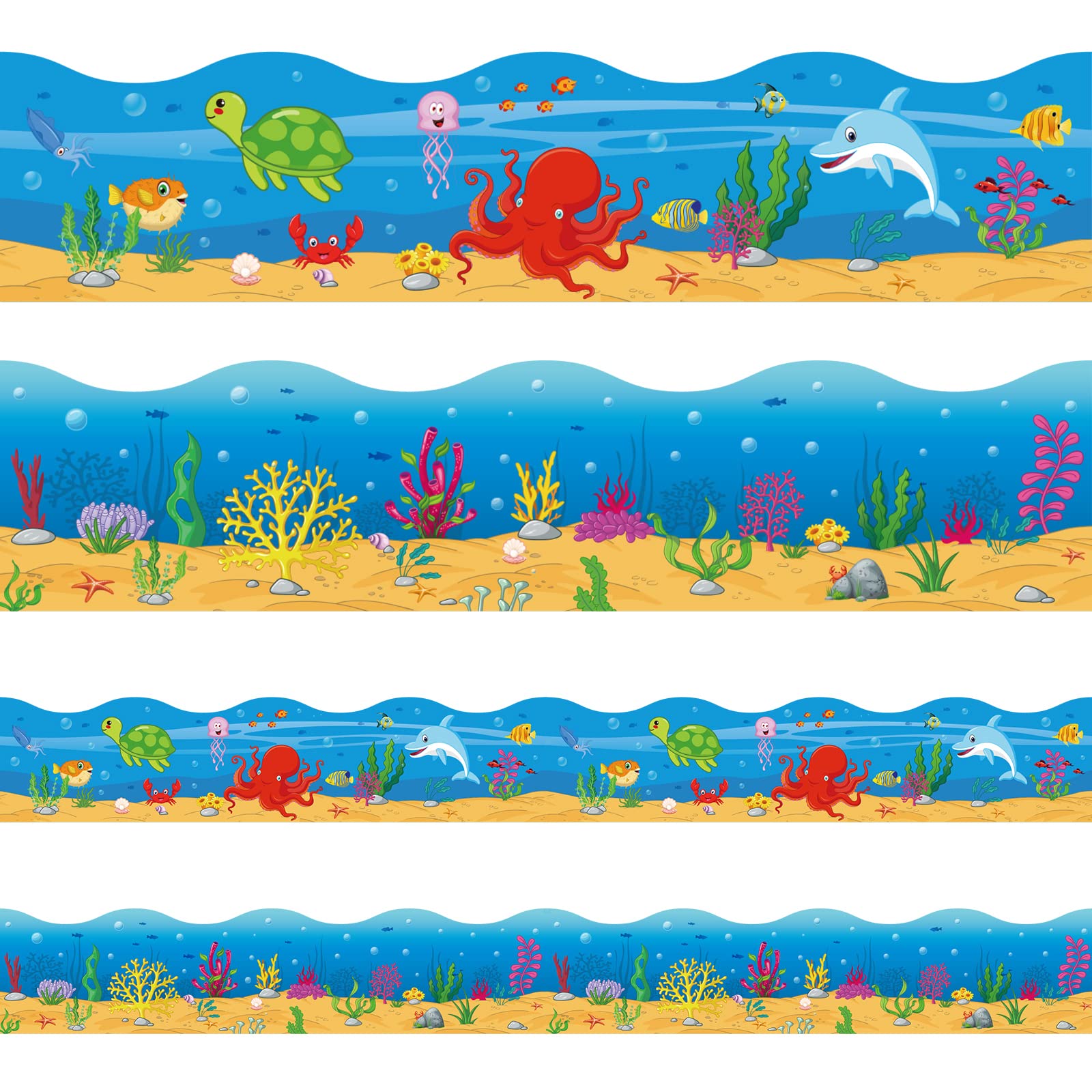 Gisgfim 78Ft Under The Sea Bulletin Board Borders Ocean Style Bulletin Board Decorations For School Classroom Office Party Wall