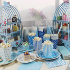 Binaryabc Popcorn Boxes,Stripe Pattern Decorative Dinnerware For Party,12 X 7Cm,24Pcs (Blue)