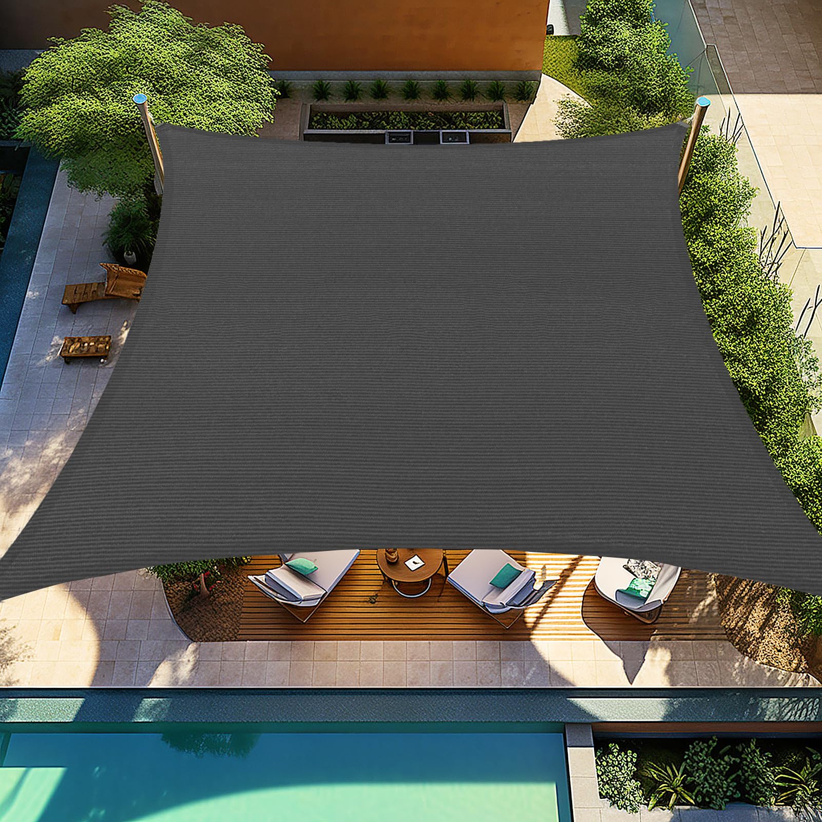 Shade&Beyond 1112x1112 Sun Shade Sail Rectangle Canopy Sail Sunshade UV Block for Patio Yard Backyard Grey