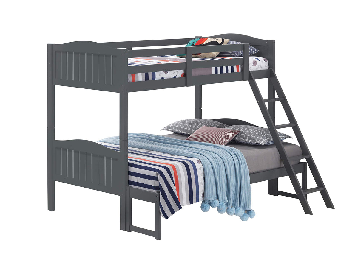 Coaster Home Furnishings Littleton Twin Over Full Bunk Bed with Ladder Grey