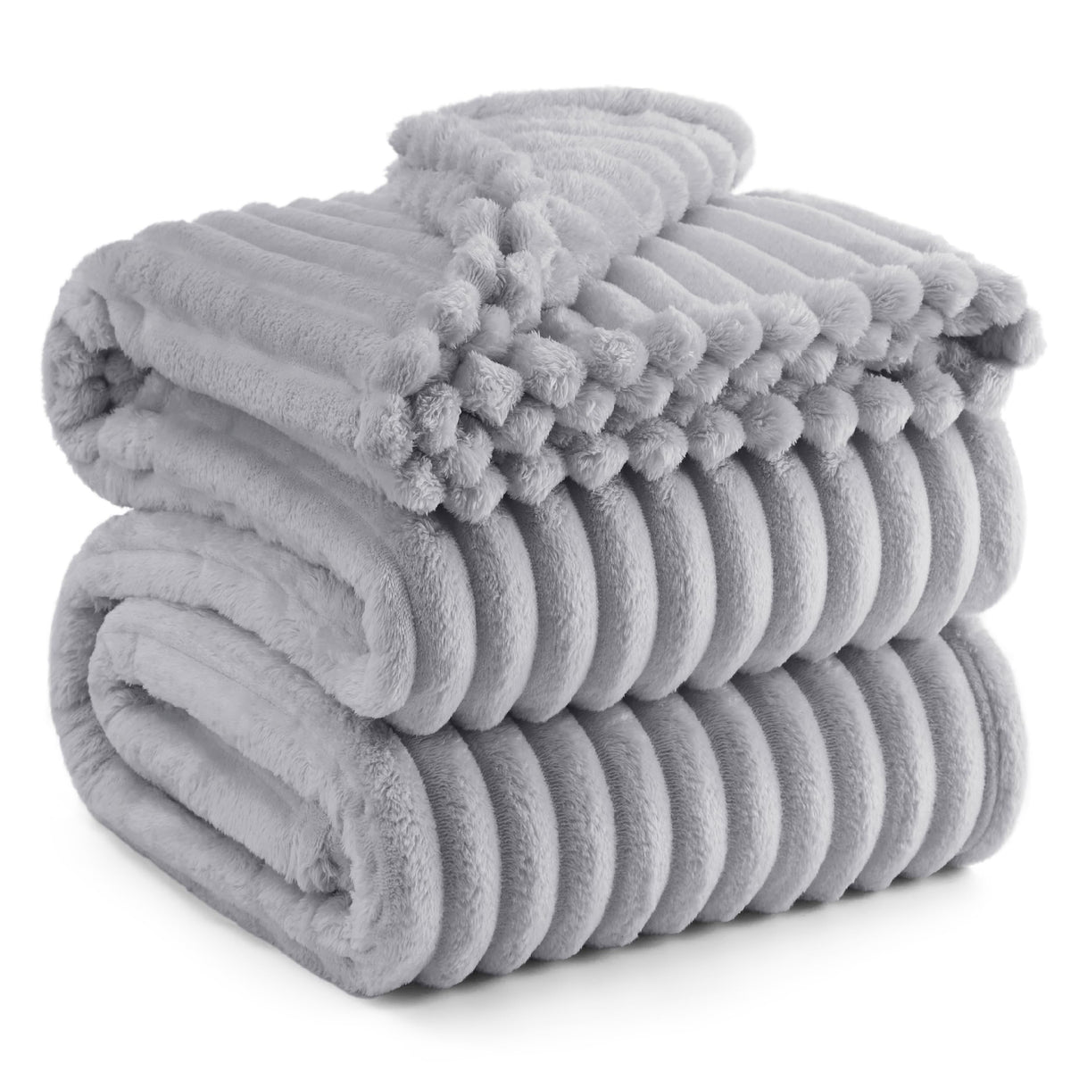 Bedsure King Size Blanket For Bed - Super Soft Cozy Blankets For Women, Cute Large Fleece Blanket For Girls, Light Grey, 108X90