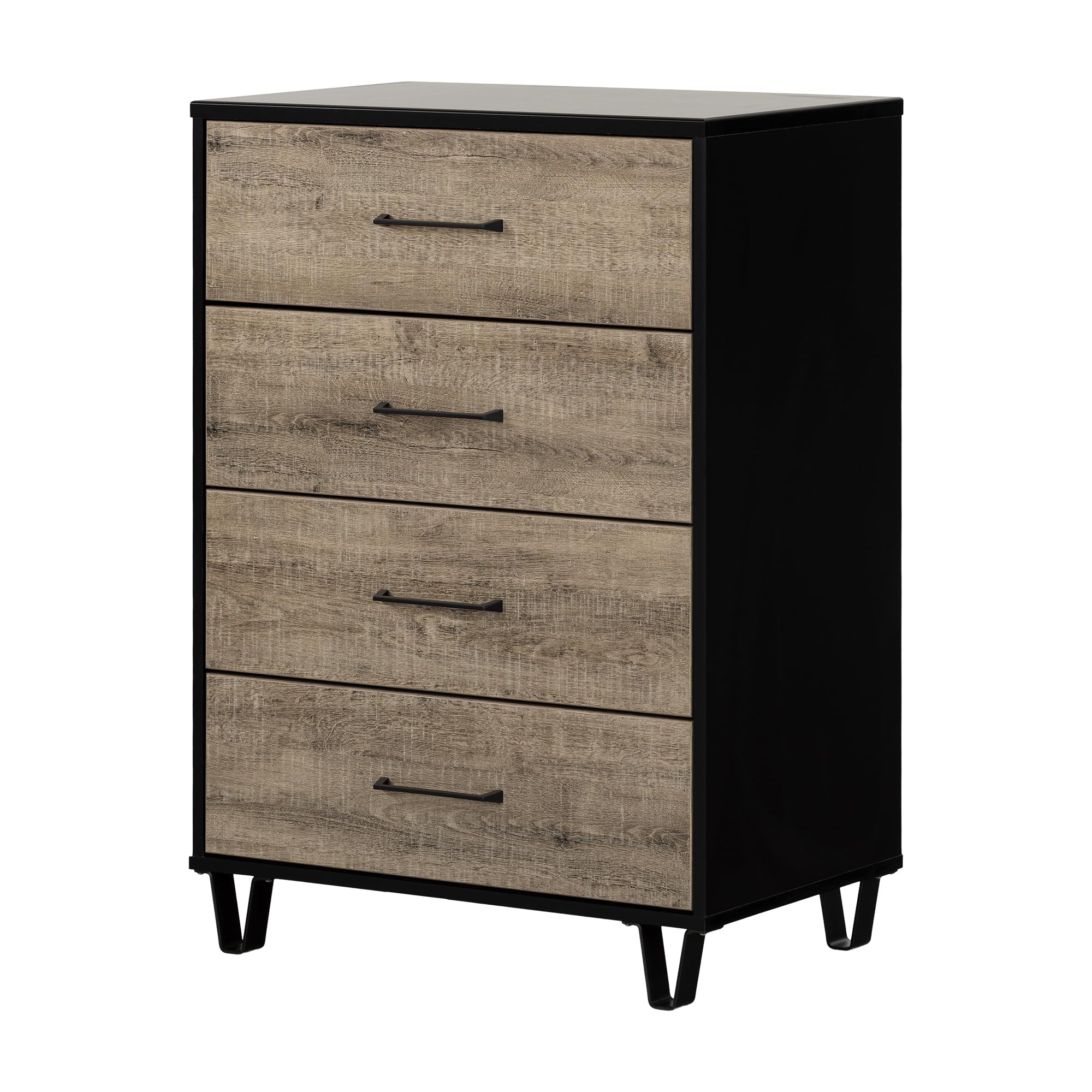 South Shore Arlen 4-Drawer Chest, Weathered Oak and Matte Black