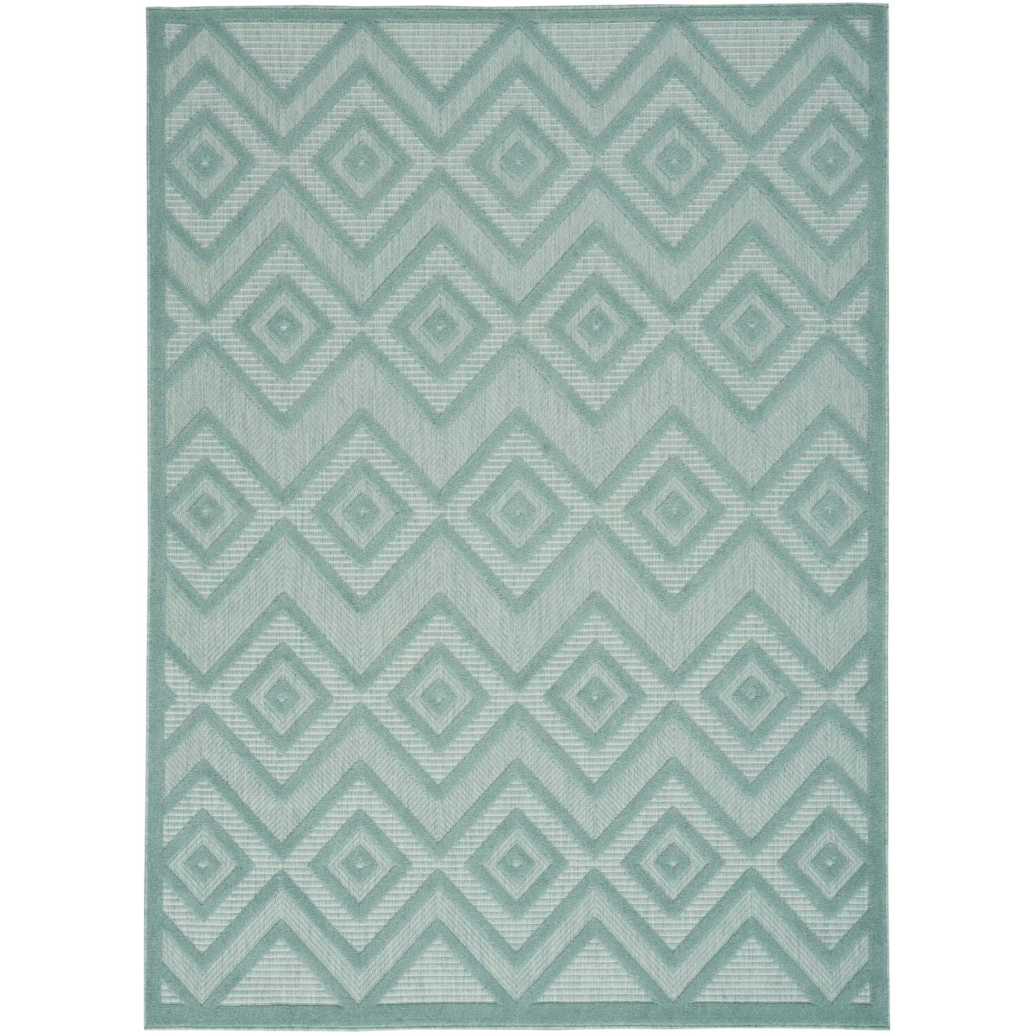 Nourison Versatile Indoor/Outdoor Aqua/Teal 6' X 9' Area Rug, Easy Cleaning, Non Shedding, Bed Room, Living Room, Dining Room, Deck, Backyard, Patio, High Traffic Area (6X9)