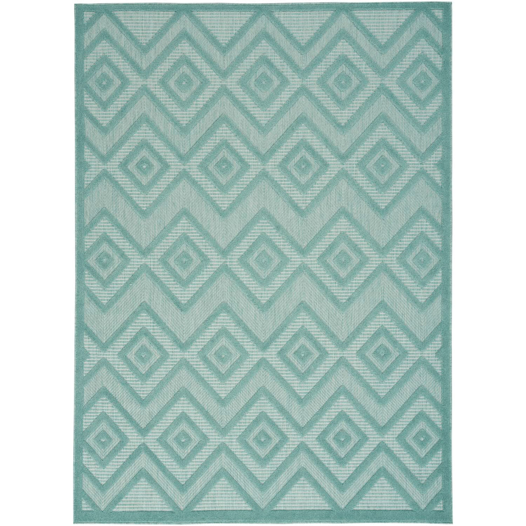 Nourison Versatile Indoor/Outdoor Aqua/Teal 5' X 7' Area Rug, Easy Cleaning, Non Shedding, Bed Room, Living Room, Dining Room, Deck, Backyard, Patio, High Traffic Area (5X7)