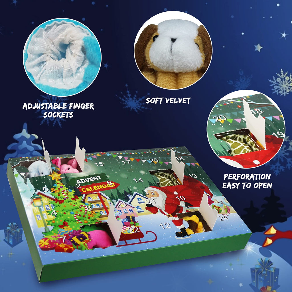 Christmas Advent Calendar 2024 For Kids 24 Days Christmas Countdown Calendar With 24 Pcs Animal Finger Puppets Plush Toys Christ