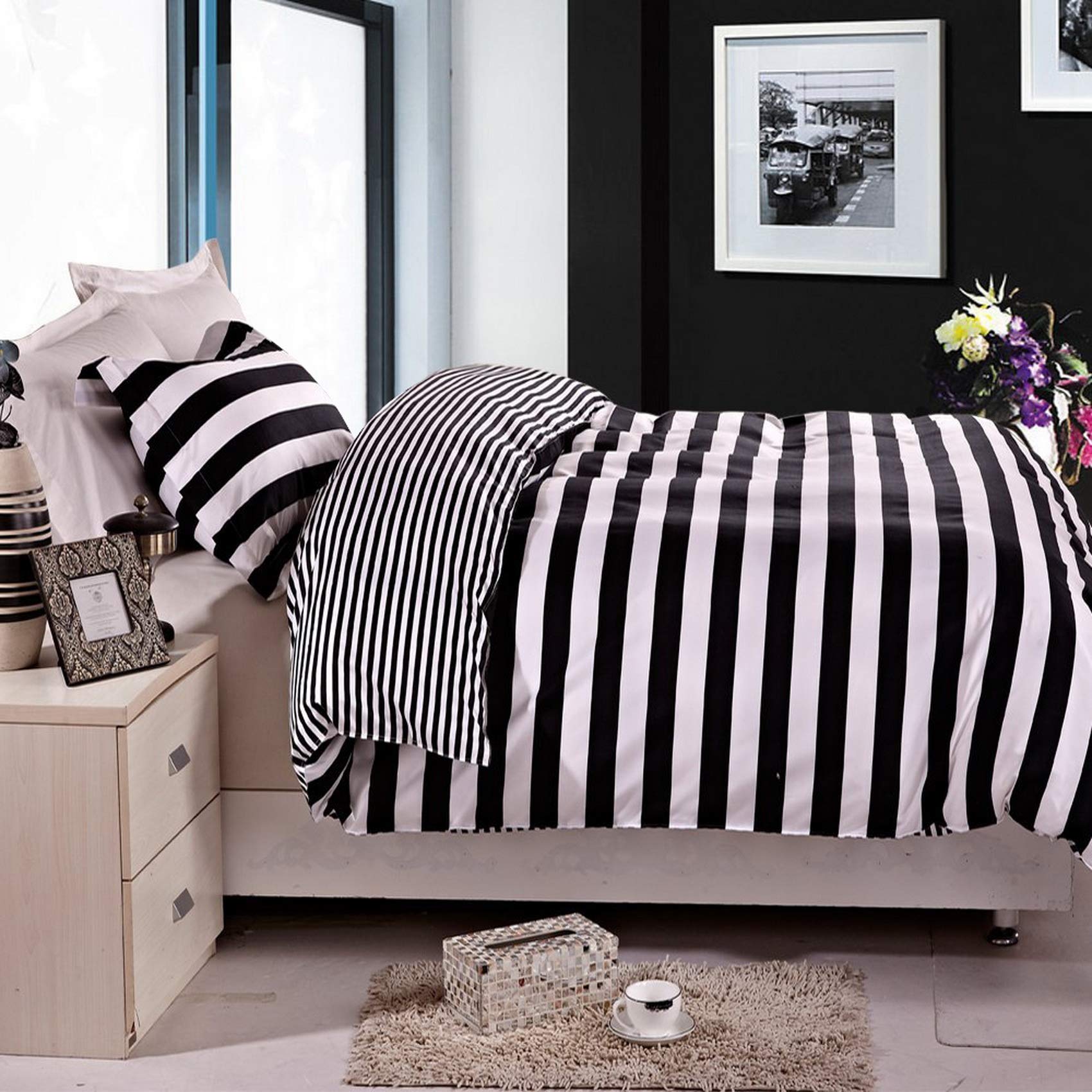 Ntbay 2 Pieces Duvet Cover Set Twin Size For Kids, Reversible Zipper Comforter Cover With 4 Corner Ties And 1 Pillow Sham, Soft