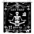 Laifzere Funny Black Skull Goth Shower Curtain Let That Shit Go Shower Curtain For Bathroom Set Skeleton Halloween Gothic Fun Fa