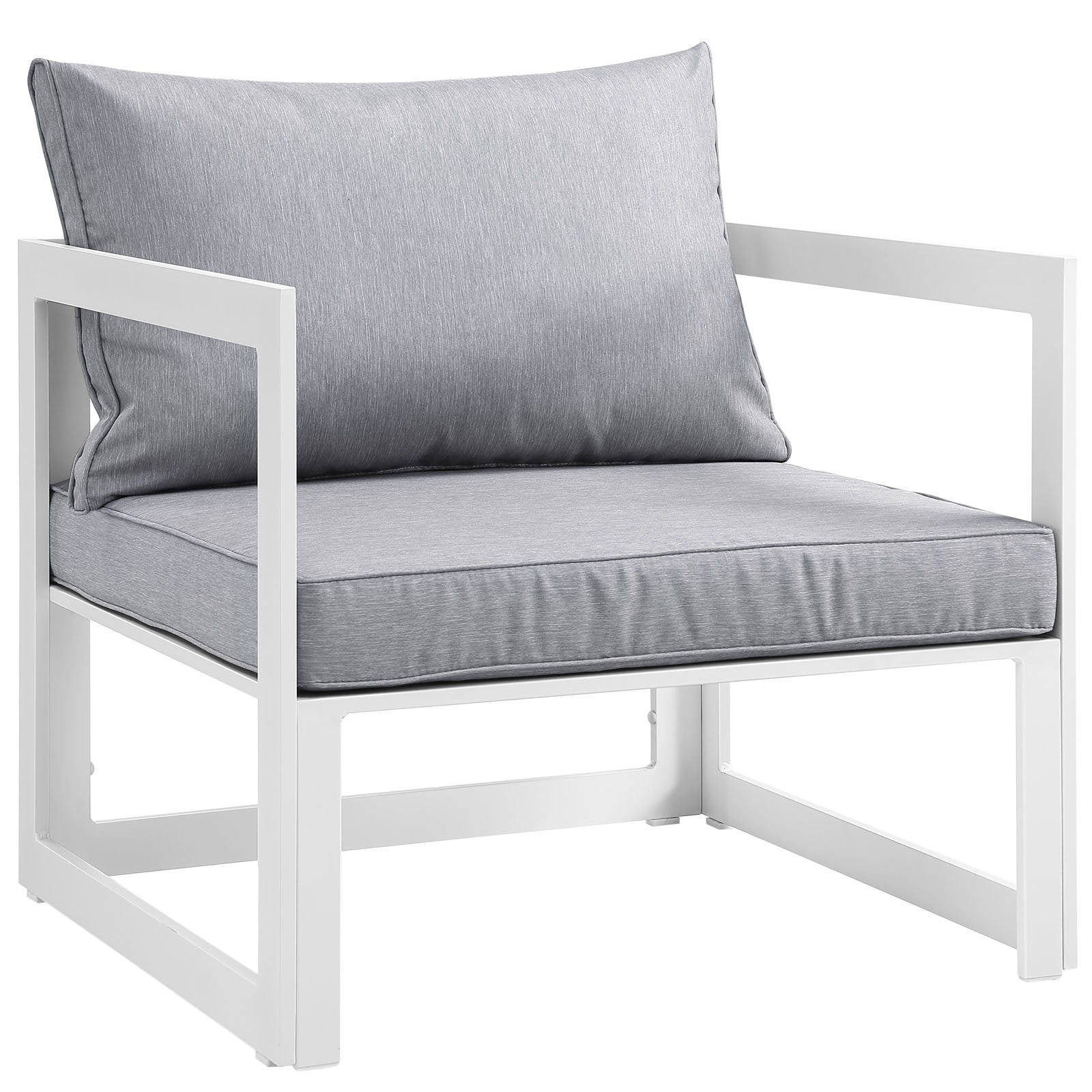Modway Fortuna Aluminum 5-Piece Outdoor Patio Furniture Set With Cushions In White Gray