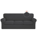 ISSUNTEX 4 Pieces High Stretch Thicken Couch Covers, Soft Sofa Slipcover for 3 Separate Cushion , Jacquard Fabric Elastic Furnit