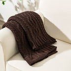 Battilo Dark Brown Throw Blanket For Couch, 51''X67'' Soft Chenille Knit Throw Blanket, Decorative Chocolate Brown Blanket For B