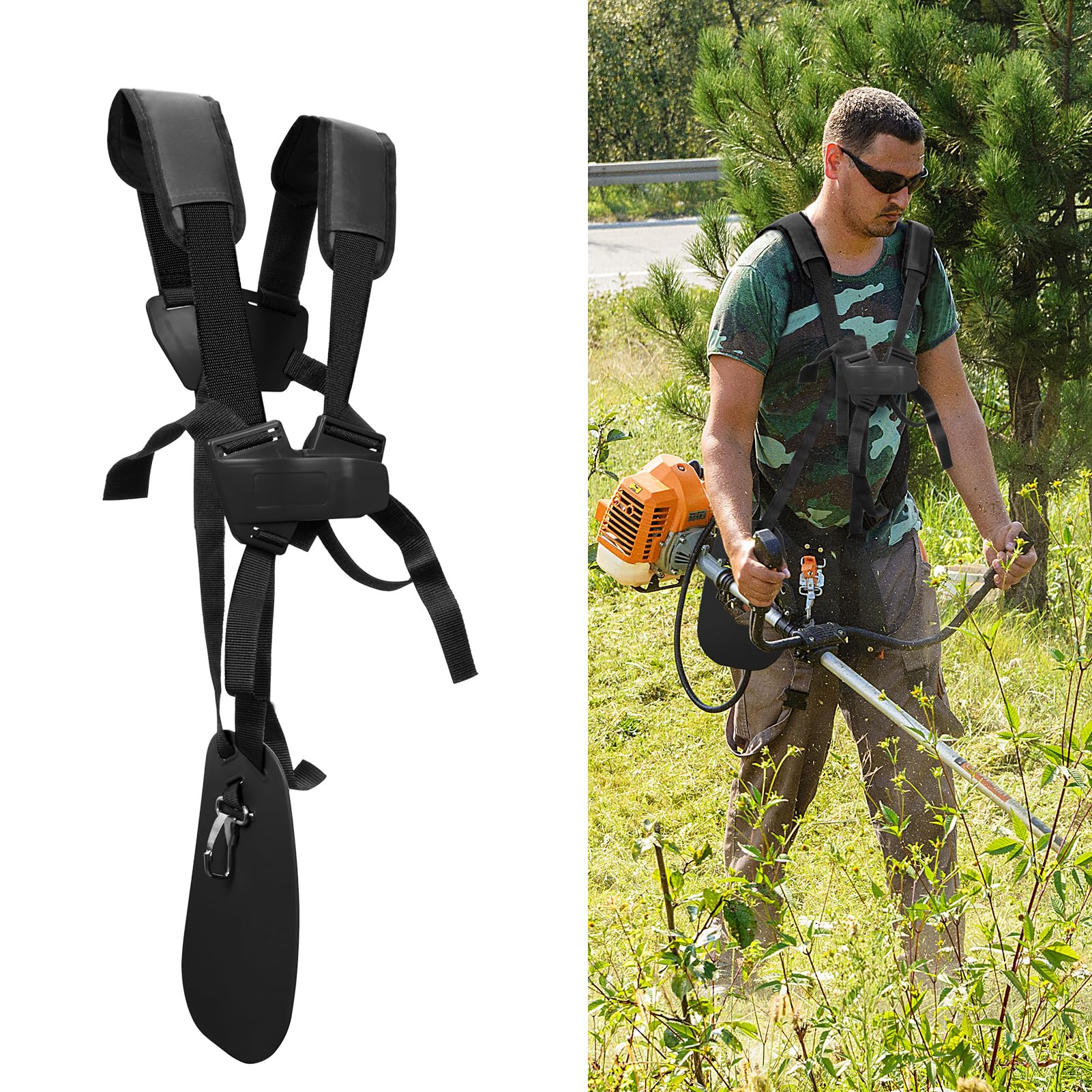 Sunmon 4119 710 9001 Weed Eater Strap - Trimmer Harness Double Shoulder With Durable Nylon String Trimmer Strap For Weed Wacker,