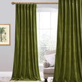 Stangh Olive Green Velvet Curtains For Bedroom, Back Tab Light Blocking Thermal Insulated Window Door Drapes For Living Room/Far