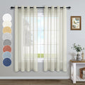 Cream Colored Curtains 72 Inches Long for Living Room 2 Panels Grommet Top Soft Draperies Semi Sheer Linen Textured Beige Curtai