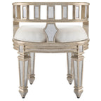 HomeRoots Silver Birch Wood Solids; MDF Mirrored Crescent Vanity Stool