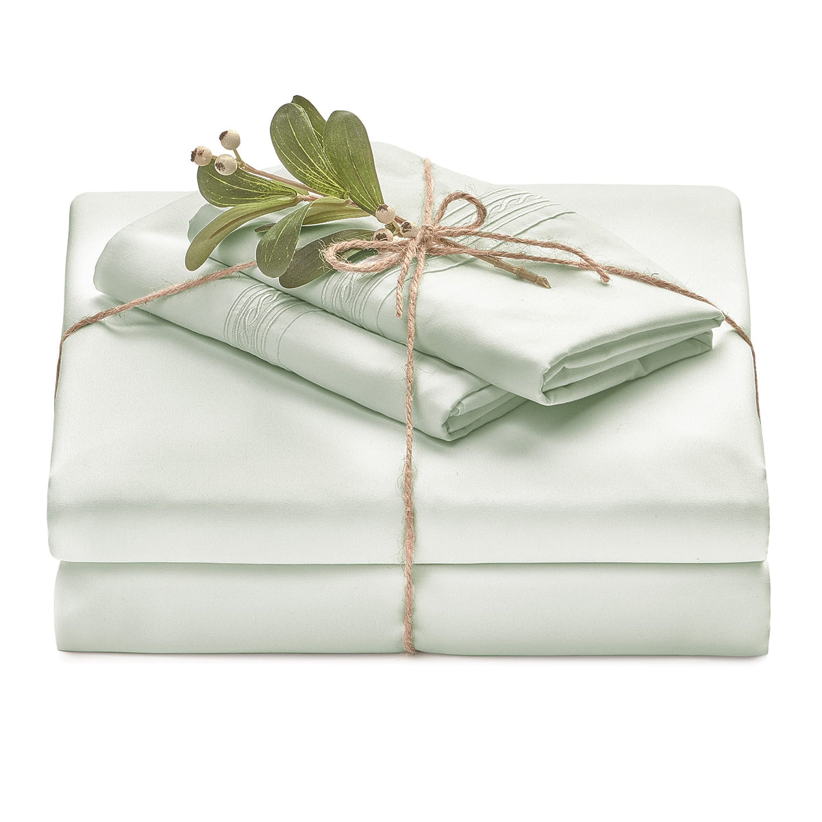 Chanasya Premium Soft Sage Green King Bed Sheets Set 4-Piece - Percale Microfiber - Fitted Sheet Flat Sheet And Pillow Cases - D