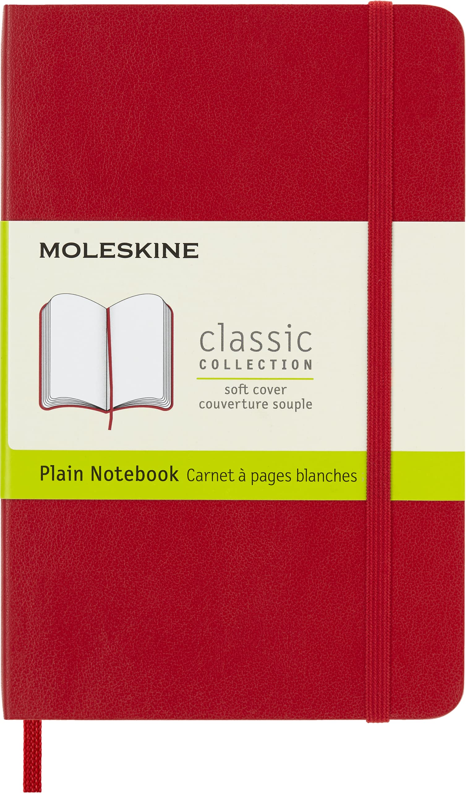 Moleskine Classic Notebook, Soft Cover, Pocket (3.5' X 5.5') Plain/Blank, Scarlet Red, 192 Pages