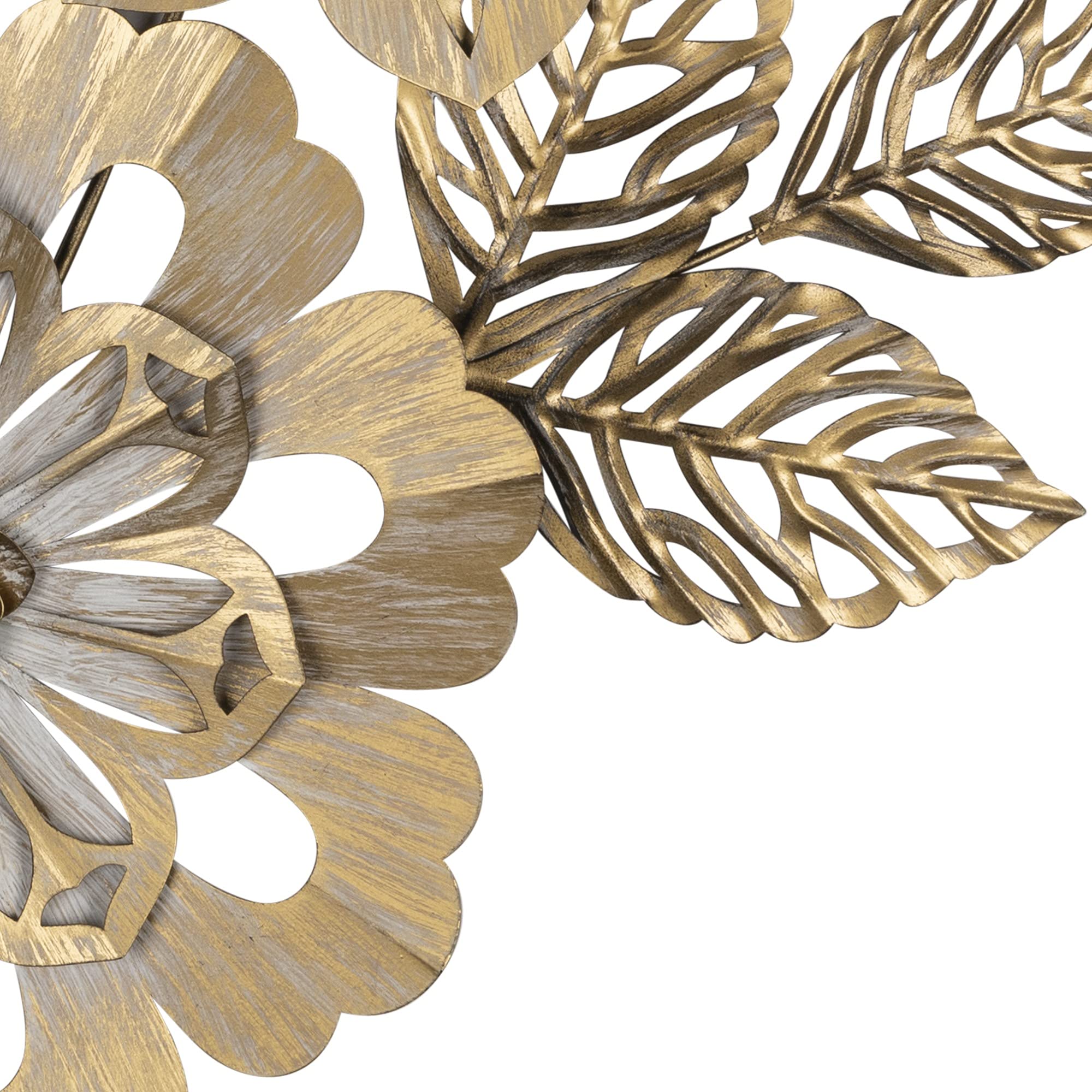 HomeRoots 100% Metal Golden Metallic Flower Wall Décor