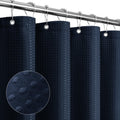 Gibelle Navy Blue Shower Curtain, Waffle Weave Textured Fabric Shower Curtain For Bathroom - Soft Cloth & Hotel Spa Luxury, Wate