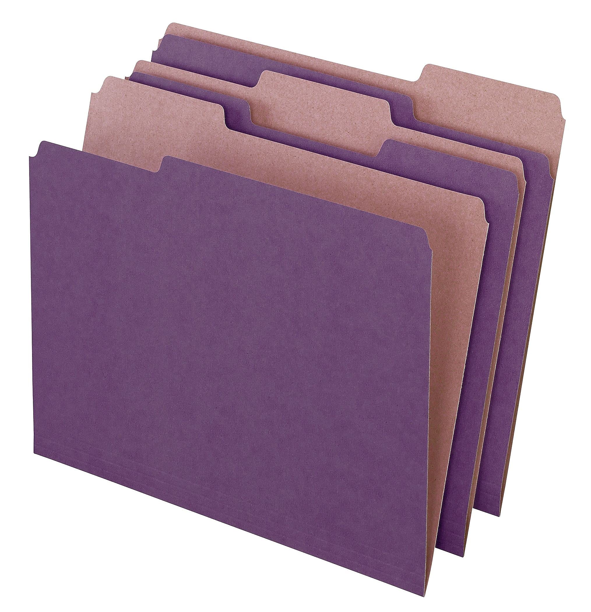 Pendaflex Earthwise 04335 Recycled File Folders, 1/3 Top Tab, Ltr, Violet (Box Of 100), Letter