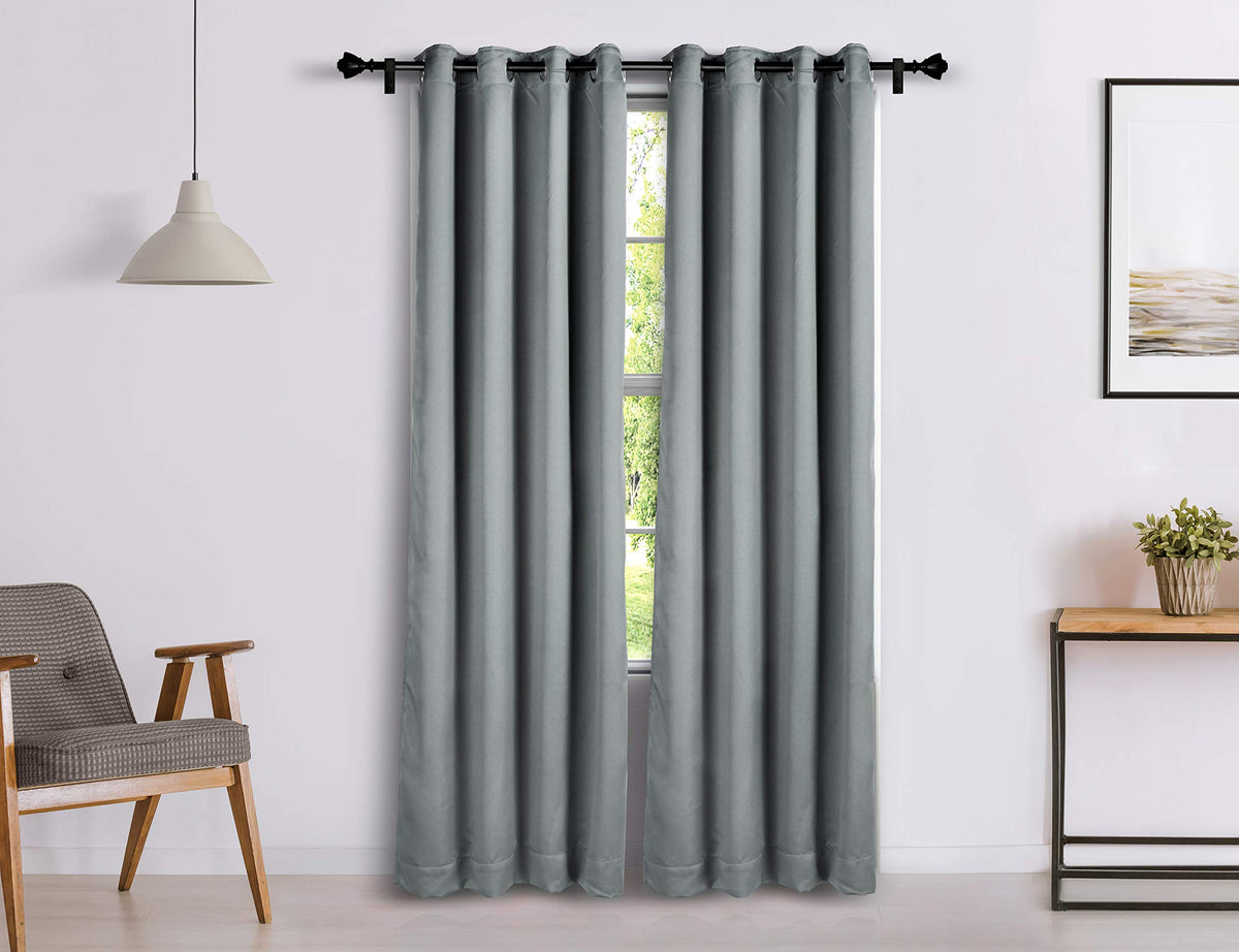 Amazon Brand  Solimo Room Darkening Blackout Door Curtain, 7 Feet, Set of 2 (Grey)