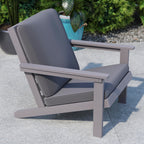 Flash Furniture Charlestown Adirondack Style Deep Seat Patio Club Chair with Cushions - Gray Poly Resin Frame - Cream All-Weather Cushions - Indoor/Outdoor