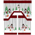 3 Pcs Christmas Kitchen Curtains Window Curtains and Valance Set Snowman Christmas Tree Buffalo Plaid Christmas Curtains Swag fo