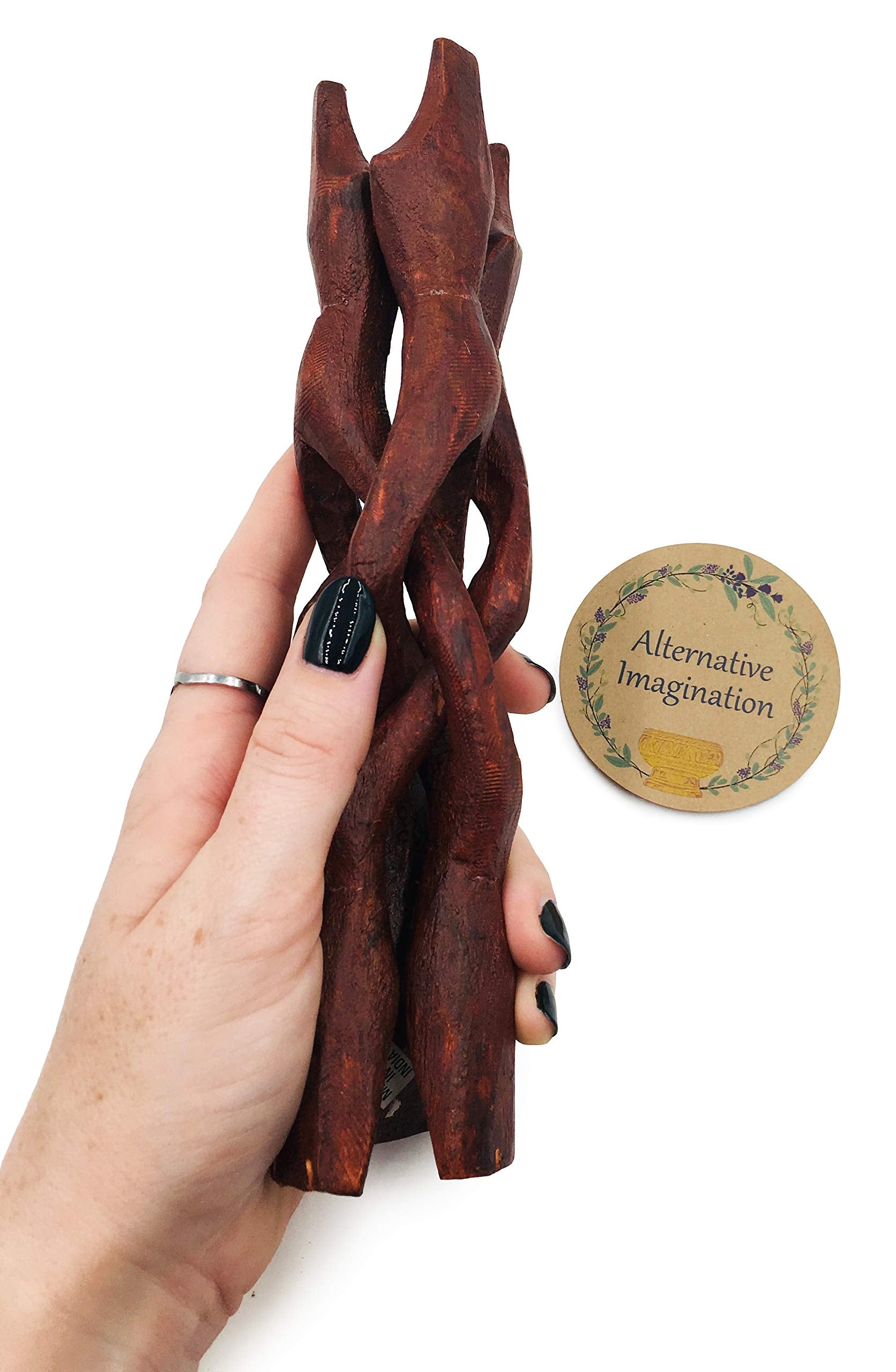 Alternative Imagination 8-Inch Stained Wooden Tripod Stand for Home Decor, Abalone Shell, Crystal Ball, and More