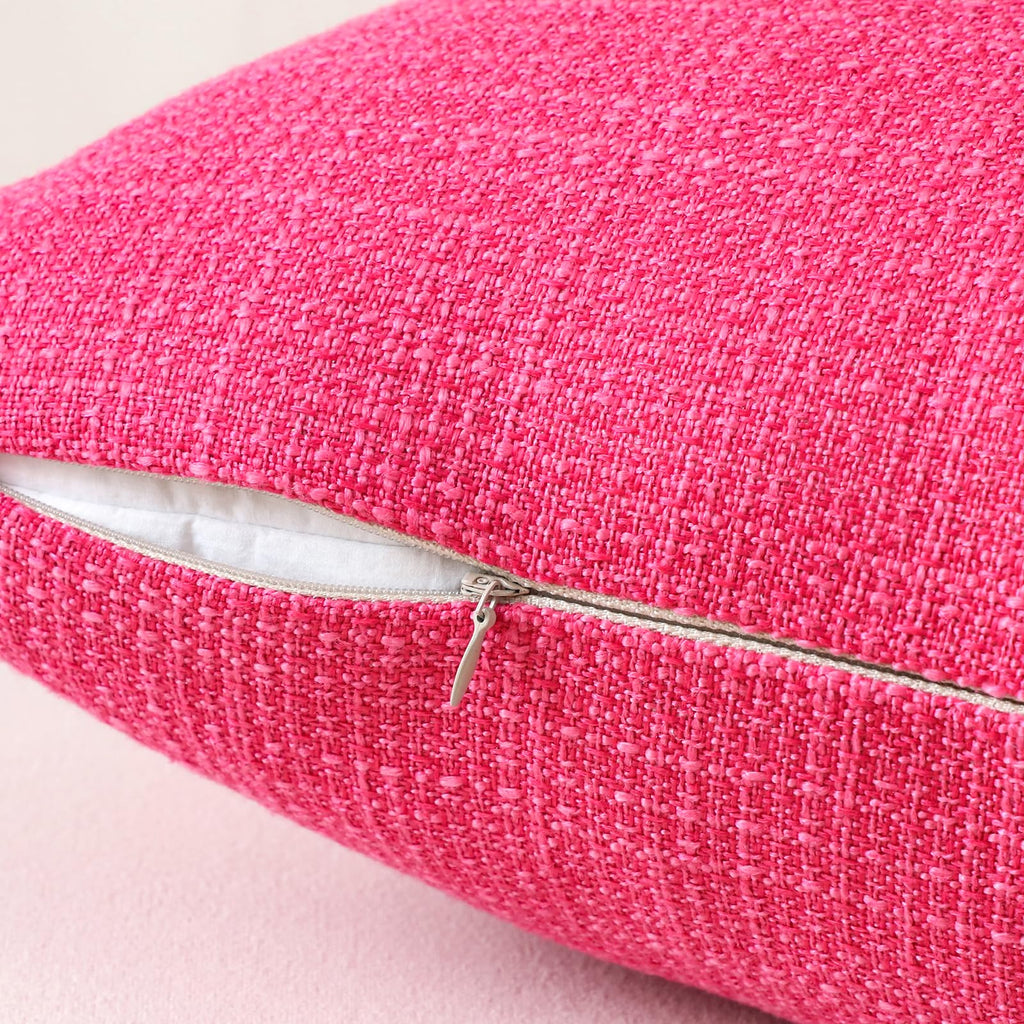 Otostar Linen Throw Pillow Covers Set Of 2 Decorative Square Pillowcases Cushion Covers 26X26 Inch For Home Decor Sofa Bedroom Car 65 X 65 Cm Hot Pink