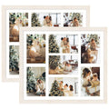 Golden State Art, Set of 2, 13.7x15.7 Distressed White Wood Collage Frame - White Mat - Displays Seven 4x6 Photos - Real Glass, 