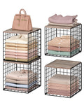 CHOEZON 4Tier Closet Organizers and Storage, Stackable Storage Bin Baskets with Wooden Upper Surface, Closet Shelves Clothes St