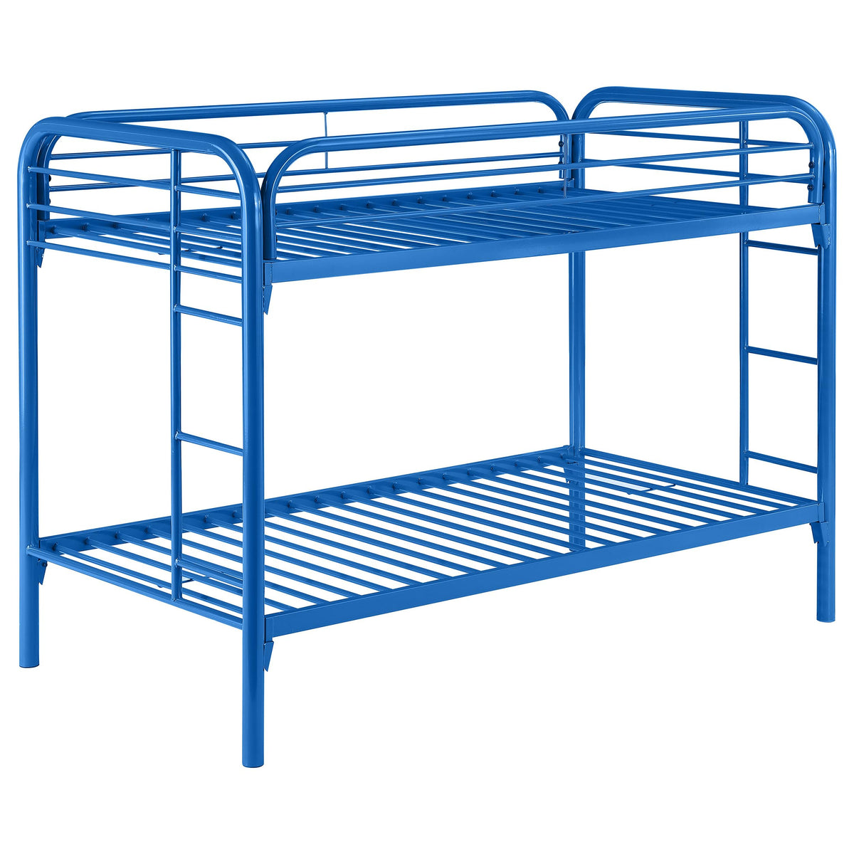 Coaster Home Furnishings Morgan Twin Over Twin Sturdy Metal Modern Bunk Bed Heavy Duty Steel Welded Slat Frame Easy Assembly Blue 2256B