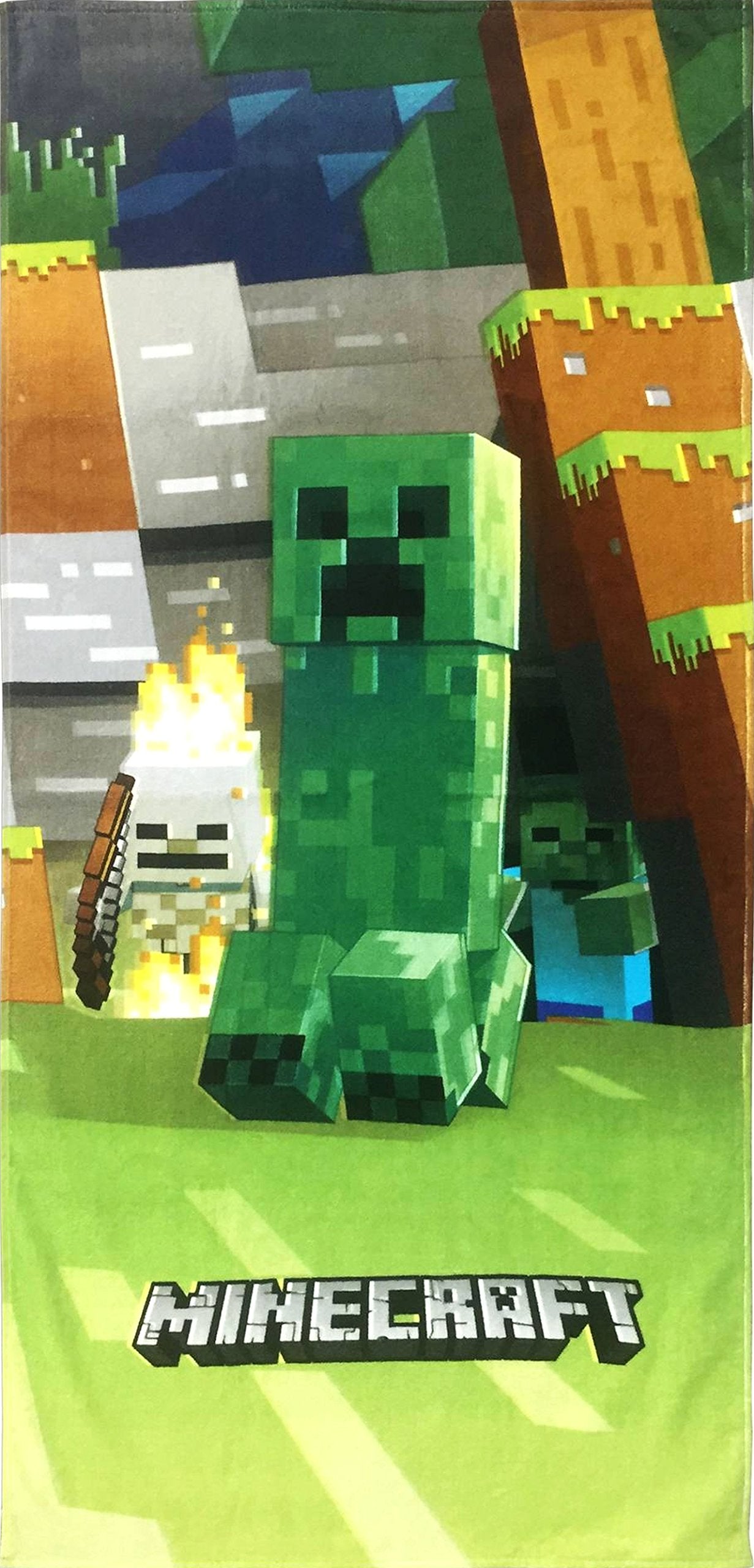 Jay Franco Minecraft Mobs Emerge Super Soft & Absorbent Bath/Pool/Beach Towel, Featuring Creeper  Fade Resistant Cotton Terry T