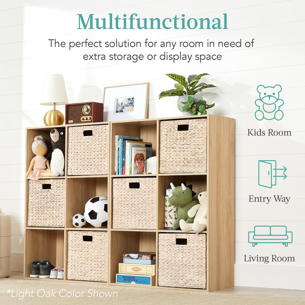 Best Choice Products 6-Cube Storage Organizer, 13.5In Shelf Opening, Bookcase, Display Shelf, Customizable W/ 3 Removable Back Panels – Light Oak