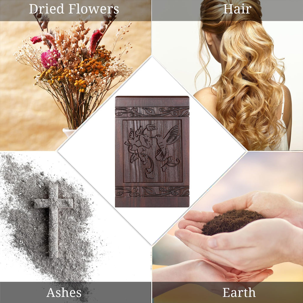 Cremation Urns For Human Ashes Adult Male Female, Wooden Hummingbird Urns Box And Casket For Ashes Men Women Child, Pets Cat Dog