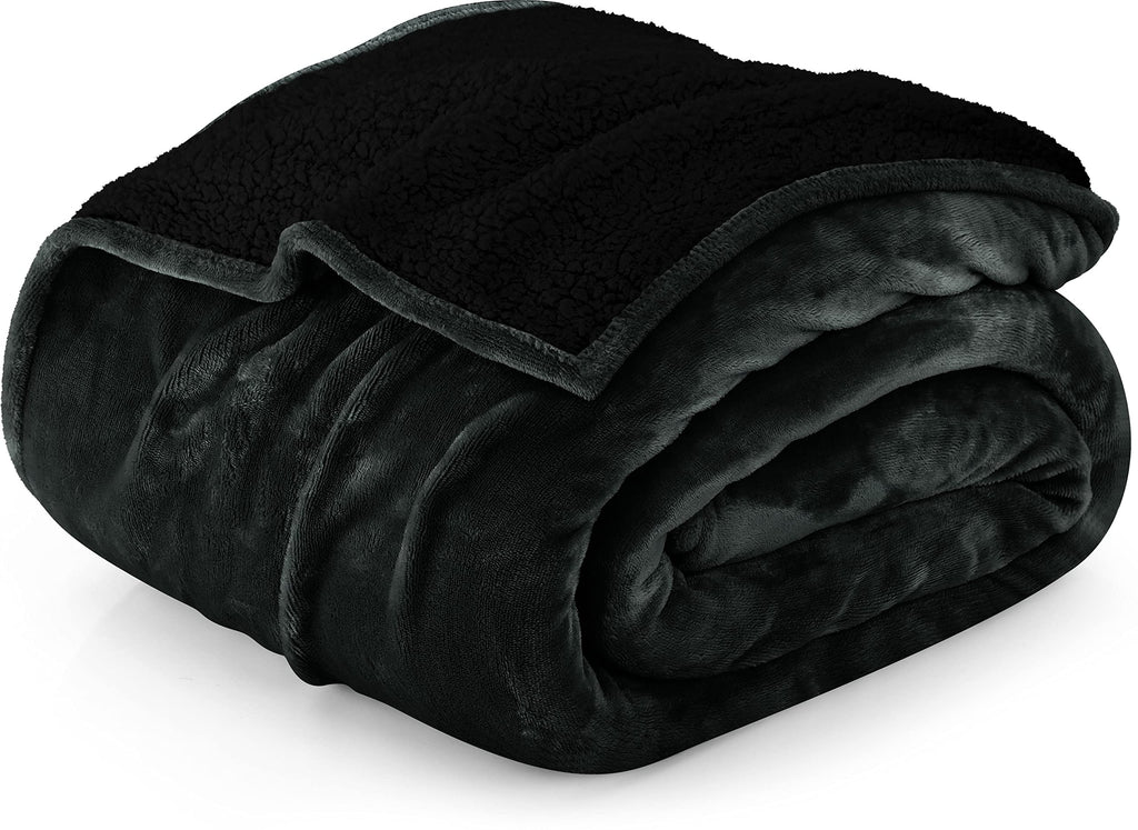 Utopia Bedding Sherpa Blanket King Size [Back, 90X102 Inches] - 480Gsm Thick Warm Plush Fleece Reversible Blanket For Bed, Sofa,