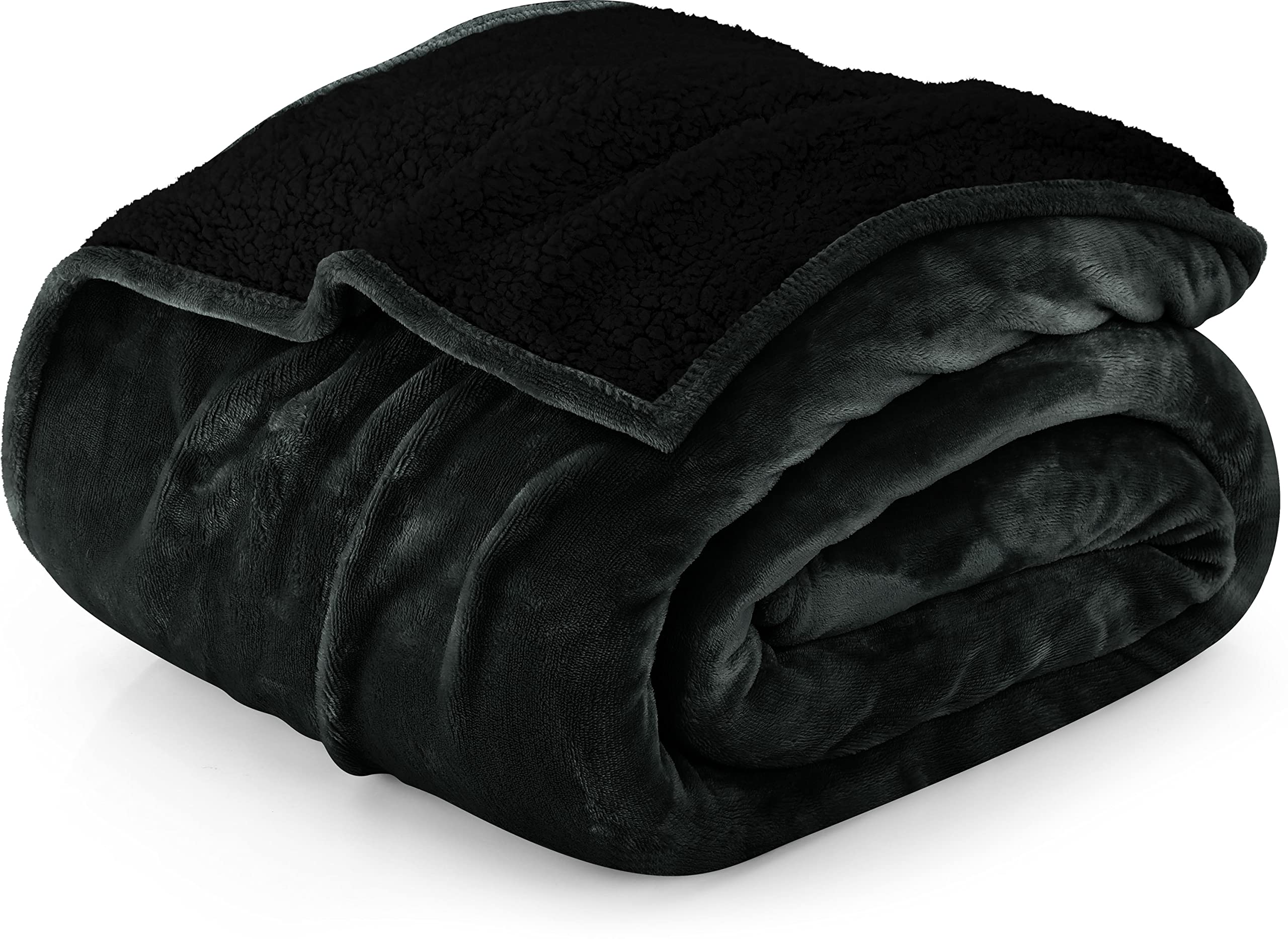 Utopia Bedding Sherpa Blanket King Size [Back, 90X102 Inches] - 480Gsm Thick Warm Plush Fleece Reversible Blanket For Bed, Sofa,