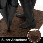 Homeideas Absorbent Chenille Door Mat Indoor, 20“X32”, Dirt Trapper Machine Washable Non Slip Throw Rugs For Entryway, Entrance, Mud Room, Thick Welcome Doormat, Brown