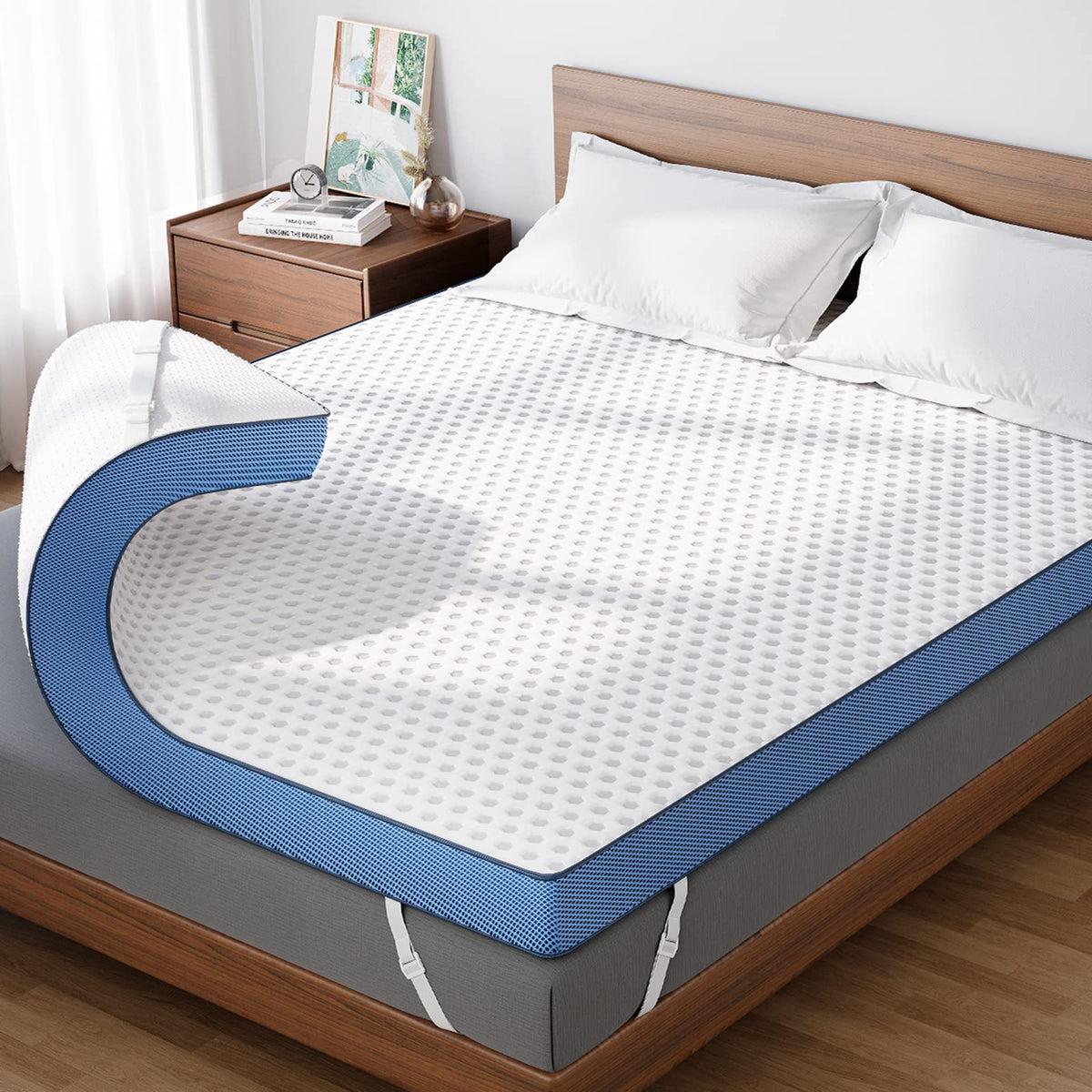 Perlecare 3 Inch Memory Foam Mattress Topper Twin Size, Cooling Gel-Infused Bed Topper For Back Pain, Medium Firm Mattress Toppe