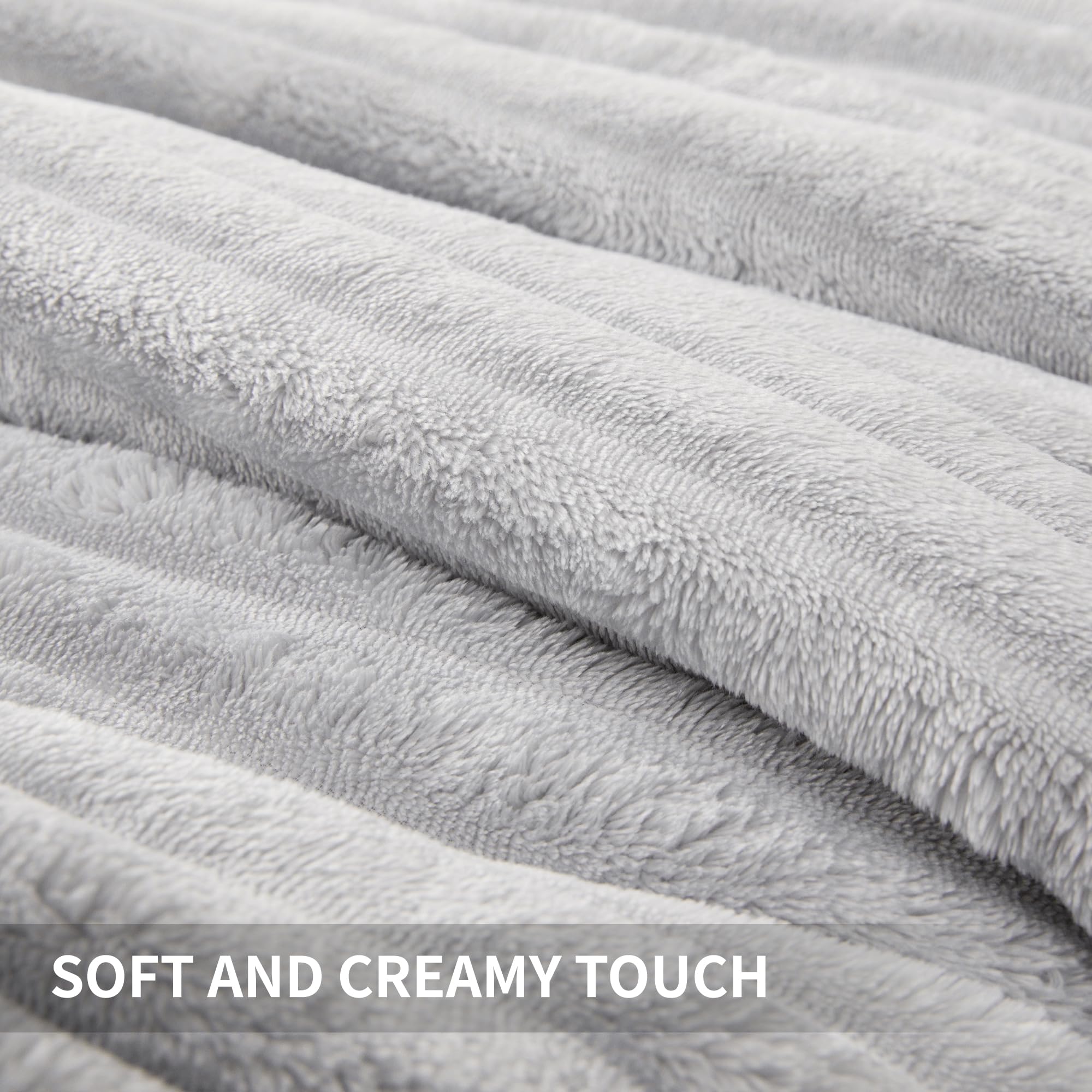 Andency King Size Comforter Set, Light Grey Soft Fluffy Comforter Set King Size, Winter Warm Fleece Faux Fur Bedding Set, Luxury