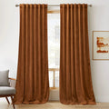Ryb Home Plush Velvet Curtains, Heavy Duty Back Tab Decorative Window Drapes Privacy Room Darkening Covering For Living Room Playroom, Golden Oak, W52 X L84 Inches, Set Of 2 Panels