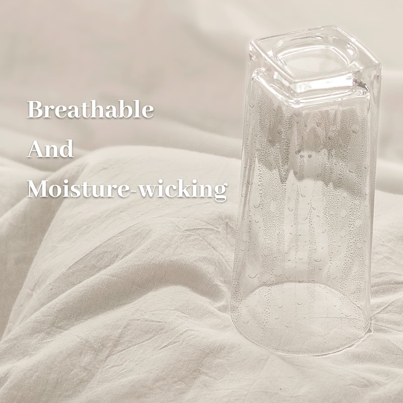 Nexhome Pro Duvet Cover Set Super King 108'X98' Linen Feel Textured Cream Grey Organic Natural 100% Washed Cotton 3 Pieces Bedding Set With Zipper Closure, Breathable, Soft (No Comforter)