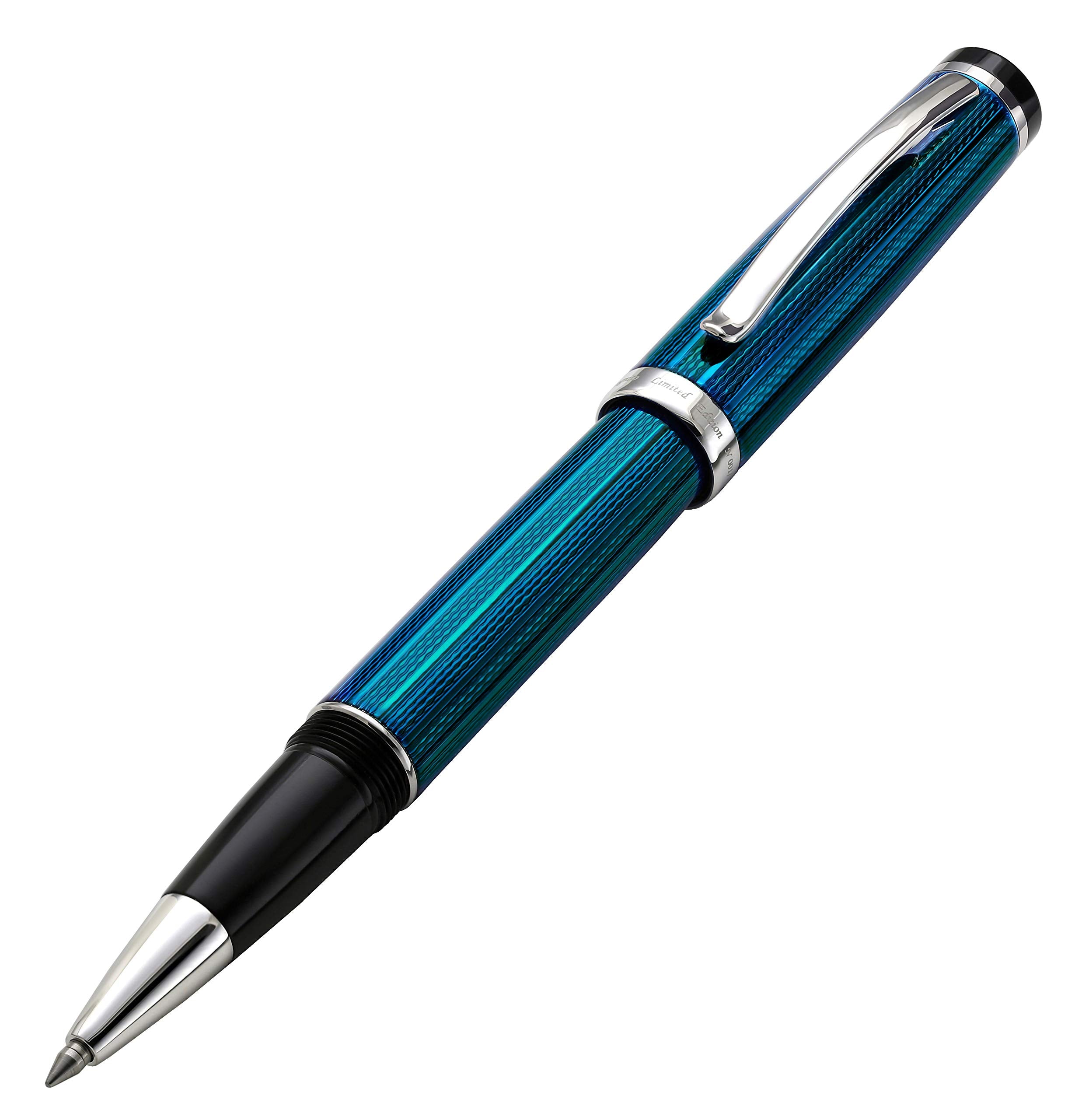 Xezo Incognito Rollerball Pen, Fine Point. Deep Blue Layered Lacquer With Pure Platinum Plating. Handcrafted, Limited Edition, S