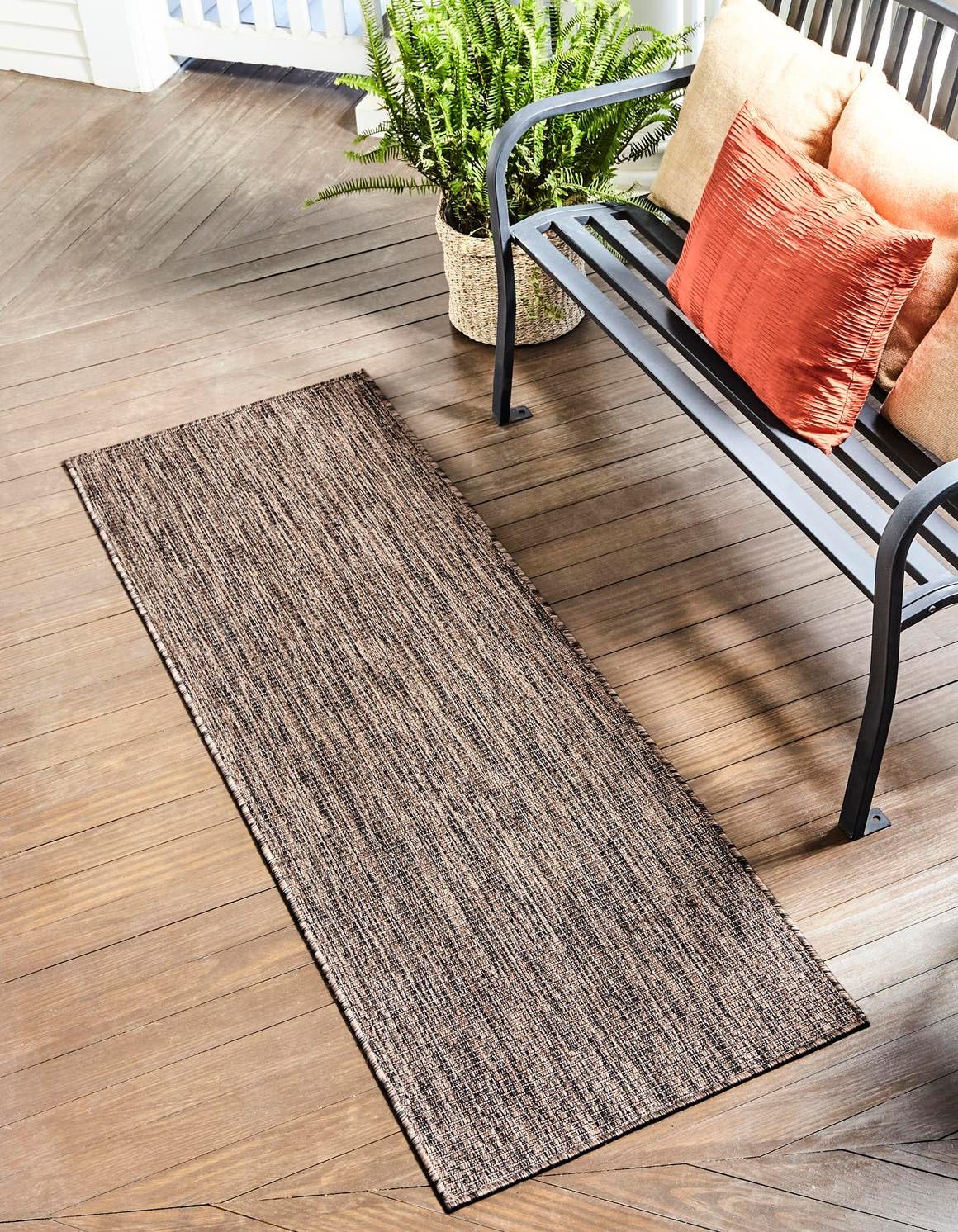 Unique Loom Outdoor Solid Collection Area Rug (2 7 x 10 Runner Light Brown/Ivory)